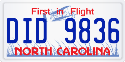 NC license plate DID9836