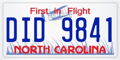 NC license plate DID9841