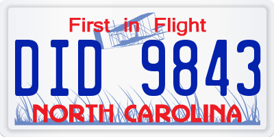 NC license plate DID9843
