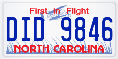 NC license plate DID9846