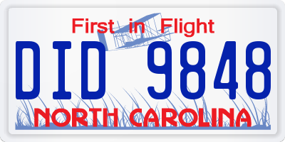 NC license plate DID9848