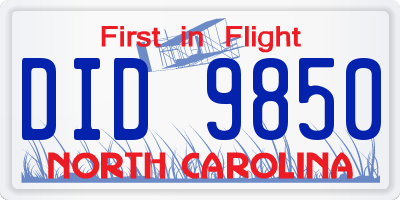 NC license plate DID9850