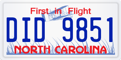 NC license plate DID9851