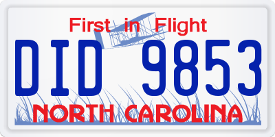 NC license plate DID9853