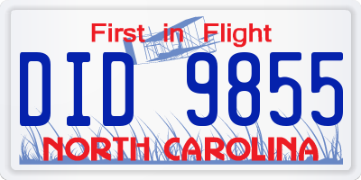 NC license plate DID9855