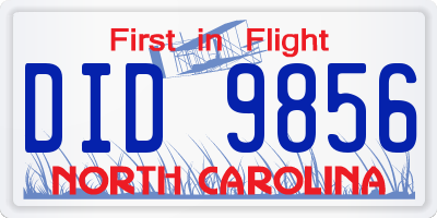 NC license plate DID9856