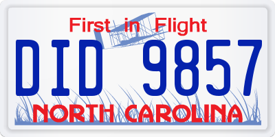 NC license plate DID9857