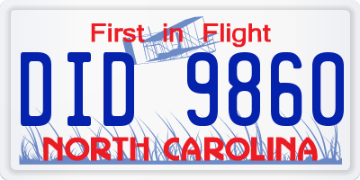 NC license plate DID9860
