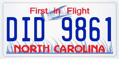 NC license plate DID9861