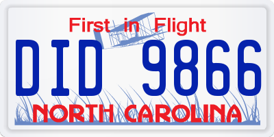 NC license plate DID9866