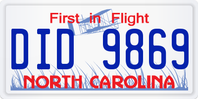 NC license plate DID9869