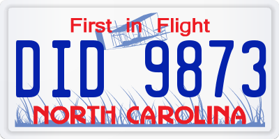 NC license plate DID9873