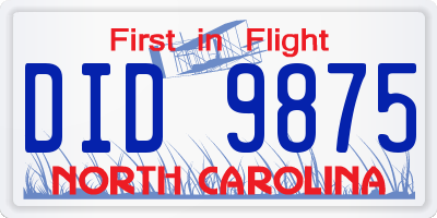 NC license plate DID9875