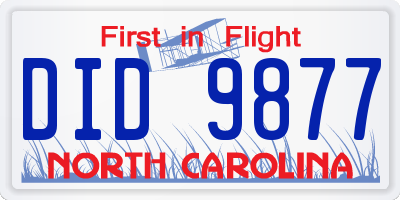 NC license plate DID9877
