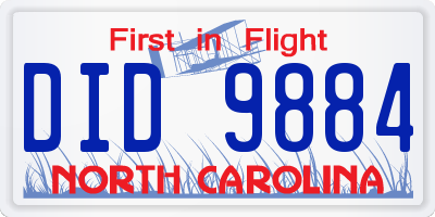 NC license plate DID9884
