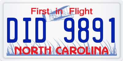 NC license plate DID9891