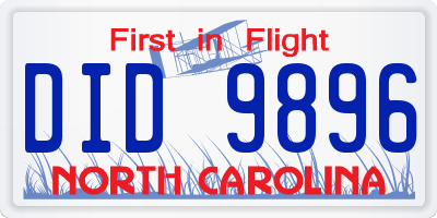 NC license plate DID9896