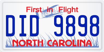 NC license plate DID9898