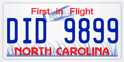 NC license plate DID9899