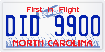 NC license plate DID9900