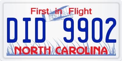 NC license plate DID9902