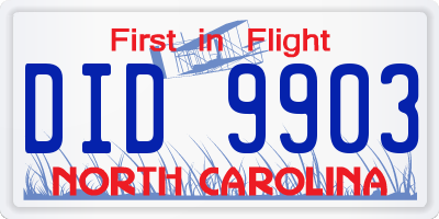 NC license plate DID9903
