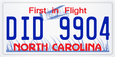 NC license plate DID9904