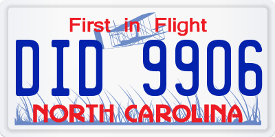 NC license plate DID9906