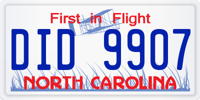 NC license plate DID9907