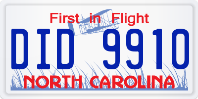 NC license plate DID9910