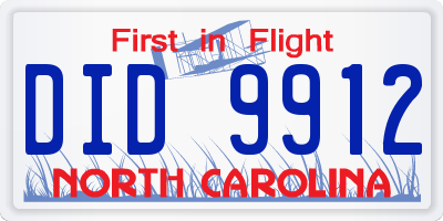 NC license plate DID9912