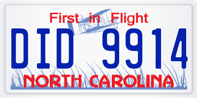 NC license plate DID9914