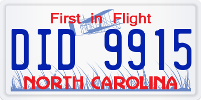 NC license plate DID9915