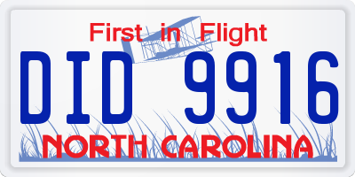 NC license plate DID9916
