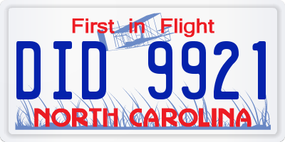 NC license plate DID9921