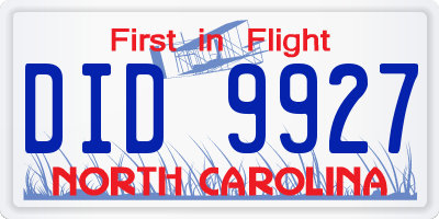 NC license plate DID9927