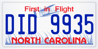 NC license plate DID9935