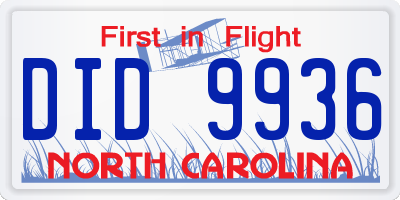 NC license plate DID9936
