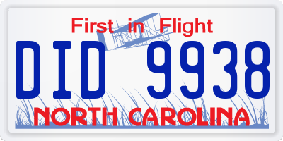 NC license plate DID9938