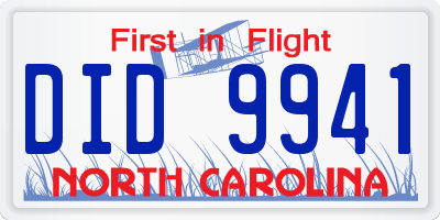 NC license plate DID9941
