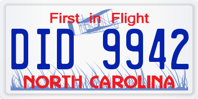 NC license plate DID9942