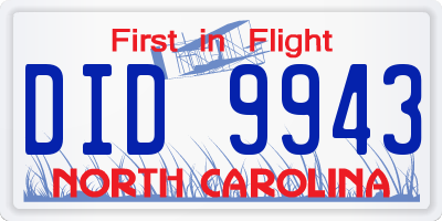 NC license plate DID9943