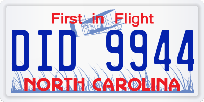 NC license plate DID9944