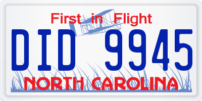 NC license plate DID9945