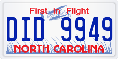 NC license plate DID9949