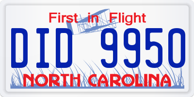 NC license plate DID9950