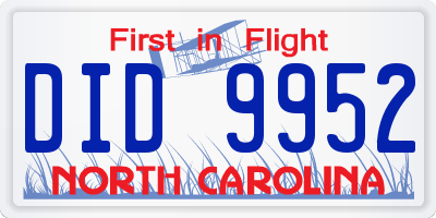 NC license plate DID9952