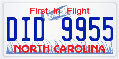 NC license plate DID9955