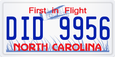 NC license plate DID9956