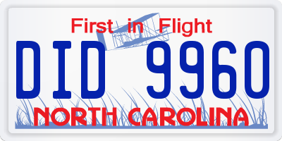 NC license plate DID9960